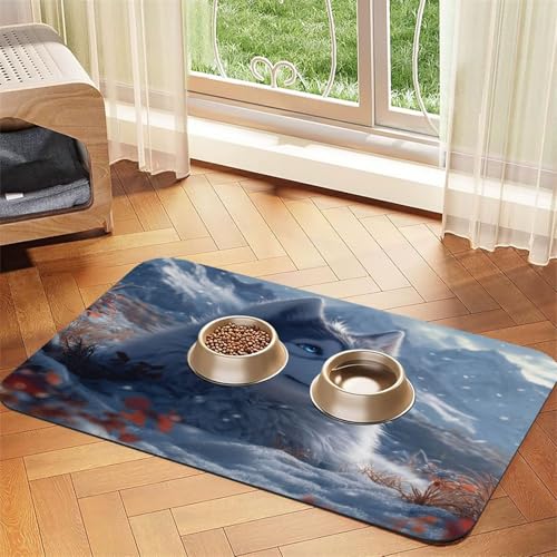 Sibirische Husky Futtermatte für Haustiere, 60 x 40 cm, saugfähig, rutschfest, Kunstleder, Gummiboden, schnell trocknend, aufrollbare Tischunterlage für Futternapf, Futtermatte Sibirische Husky Futtermatte für Haustiere, 60 x 40 cm, saugfähig, rutschfest, Kunstleder, Gummiboden, schnell trocknend, aufrollbare Tischunterlage für Futternapf, Futtermatte von WDXQHY