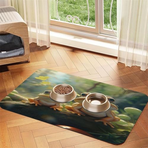 Two Little Frogs Haustierfuttermatte, 60 x 40 cm, saugfähig, rutschfest, PU-Leder, Futtermatte für Hunde und Katzen, Gummiunterseite, schnell trocknend, rollbar, Tischset Two Little Frogs Haustierfuttermatte, 60 x 40 cm, saugfähig, rutschfest, PU-Leder, Futtermatte für Hunde und Katzen, Gummiunterseite, schnell trocknend, rollbar, Tischset von WDXQHY