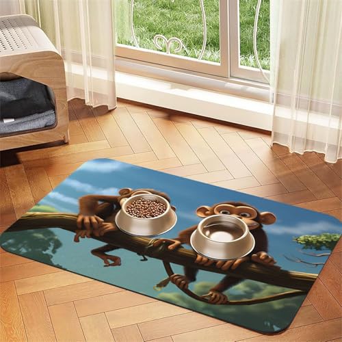 Two Monkeys Haustierfuttermatte, 60 x 40 cm, saugfähig, rutschfest, PU-Leder, Futtermatte für Hunde und Katzen, Gummiunterseite, schnell trocknend, rollbar, Haustiernapf, Tischset Two Monkeys Haustierfuttermatte, 60 x 40 cm, saugfähig, rutschfest, PU-Leder, Futtermatte für Hunde und Katzen, Gummiunterseite, schnell trocknend, rollbar, Haustiernapf, Tischset von WDXQHY