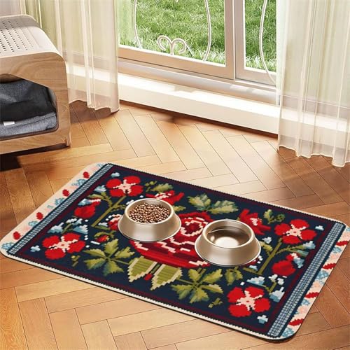 Ukrainische Futtermatte in Rosenform, 43,7 x 30 cm, saugfähig und rutschfest, Kunstleder, für Hunde, Katzen, Gummi-Unterseite, schnell trocknend, Matte Ukrainische Futtermatte in Rosenform, 43,7 x 30 cm, saugfähig und rutschfest, Kunstleder, für Hunde, Katzen, Gummi-Unterseite, schnell trocknend, Matte von WDXQHY