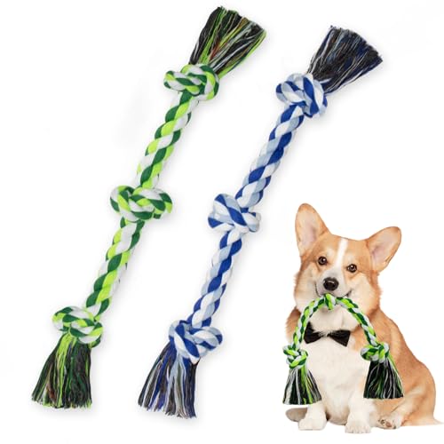 WDZZHOT Hundespielzeug aus Seil, Kauspielzeug für mittelgroße und kleine Hunde, 3 Knoten, robustes Seilspielzeug, 100 % Baumwolle, Tauziehen, Hundespielzeug für Langeweile, Zahnreinigung, 2 Stück WDZZHOT Hundespielzeug aus Seil, Kauspielzeug für mittelgroße und kleine Hunde, 3 Knoten, robustes Seilspielzeug, 100 % Baumwolle, Tauziehen, Hundespielzeug für Langeweile, Zahnreinigung, 2 Stück von WDZZHOT