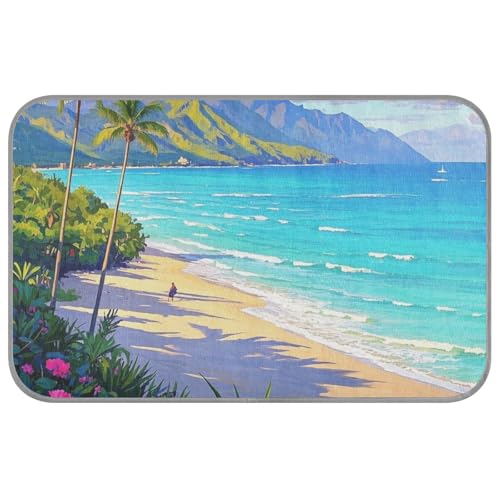Blauer Sommer Strand in Hawaii Sommer Kühlmatte Gel Selbstkühlendes Hundebett Waschbar für Chihuahua Outdoor Zubehör Tapete Frio para Perros M von WDdZzyy