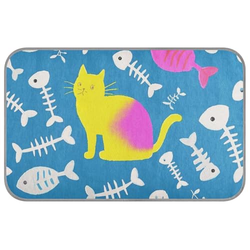 Kühldecke, Motiv: Cartoon-Tiere, Fischgräten-Silhouette, selbstkühlend, waschbar, für Kaninchen, draußen, schnurlos, Cama Refrescante para Perros M von WDdZzyy