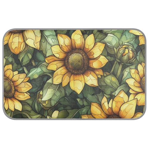WDdZzyy Ästhetische Sonnenblumen-Wasteland-Sommer-Katzenmatte, selbstkühlend, 96,5 x 58,4 cm, Haustier-Kühlkissen für Chihuahua, Schlafen, einzigartig, Enfriador Para Perros M von WDdZzyy