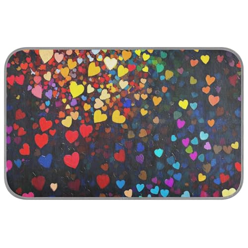 WDdZzyy Bunte Herzen, Regenbogen-Sommer-Kühlkissen für Hunde, selbstkühlende Matte für Hunde für Kätzchen, draußen, schnurloses Klebeband, Enfriador para Perros M von WDdZzyy