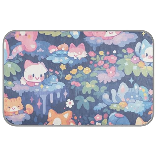 WDdZzyy Cute Animal Wonderland Sommer-Kühlkissen, selbstkühlendes Bett für draußen für Hunde und drinnen, waschbar, Größe M, Marineblau WDdZzyy Cute Animal Wonderland Sommer-Kühlkissen, selbstkühlendes Bett für draußen für Hunde und drinnen, waschbar, Größe M, Marineblau von WDdZzyy