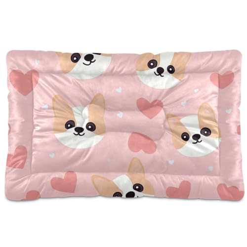 WDdZzyy Happy Valentine Hundehütte mit Cartoon-Herzen, waschbar, weich, rutschfest, für mittelgroße und große Hunde, 91,4 x 61 cm, Rosa von WDdZzyy