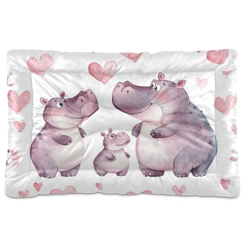 WDdZzyy Hippo Hundehütte mit Herzmotiv, waschbar, weich, rutschfest, für mittelgroße und große Hunde, 91,4 x 61 cm von WDdZzyy
