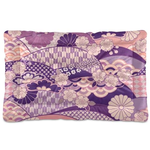WDdZzyy Hunde-Schlafmatratze, japanische Zephyr-Kirschblüten, waschbar, weich, bequem, rutschfeste Unterseite, für mittelgroße und große Hunde, 91,4 x 61 cm, Violett von WDdZzyy