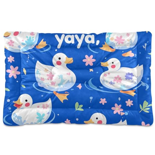 WDdZzyy Hundebett, Motiv: niedliche Cartoon-Enten, waschbar, weich, bequem, rutschfeste Unterseite, für große, mittelgroße und kleine Hunde, 91,4 x 61 cm von WDdZzyy