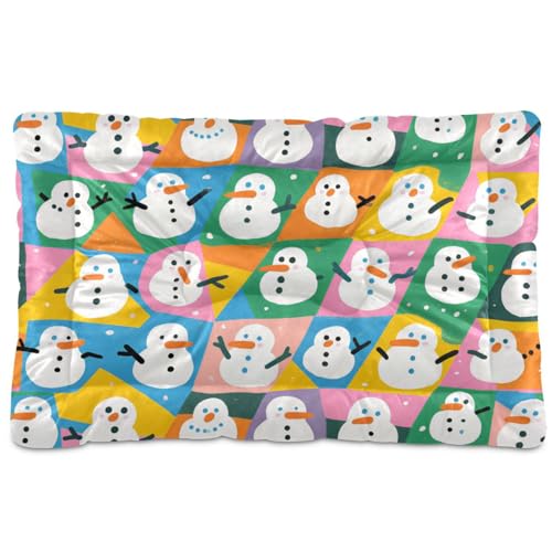 WDdZzyy Hundebett, Motiv: niedlicher Schneemann, bunt, waschbar, rutschfest, weich, bequem, für mittelgroße und große Hunde, 91,4 x 61 cm WDdZzyy Hundebett, Motiv: niedlicher Schneemann, bunt, waschbar, rutschfest, weich, bequem, für mittelgroße und große Hunde, 91,4 x 61 cm von WDdZzyy