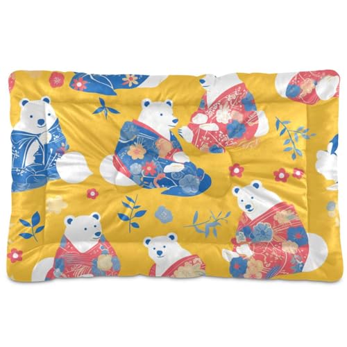 WDdZzyy Hundebett, waschbar, japanischer Stil, Eisbären, weich, bequem, rutschfeste Unterseite, für mittelgroße und große Hunde, 91,4 x 61 cm von WDdZzyy