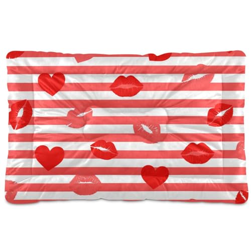 WDdZzyy Hundebett, waschbar, weich, bequem, rutschfeste Unterseite, für große, mittelgroße und kleine Hunde, 91,4 x 61 cm, Rot / Weiß gestreift WDdZzyy Hundebett, waschbar, weich, bequem, rutschfeste Unterseite, für große, mittelgroße und kleine Hunde, 91,4 x 61 cm, Rot / Weiß gestreift von WDdZzyy