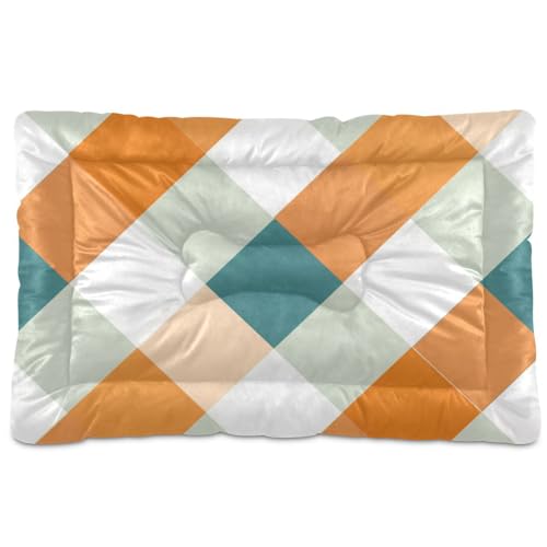 WDdZzyy Hundehütte, kariert, Vintage, waschbar, weich, bequem, rutschfeste Unterseite, für mittelgroße und große Hunde, 91,4 x 61 cm, Orange / Grün von WDdZzyy