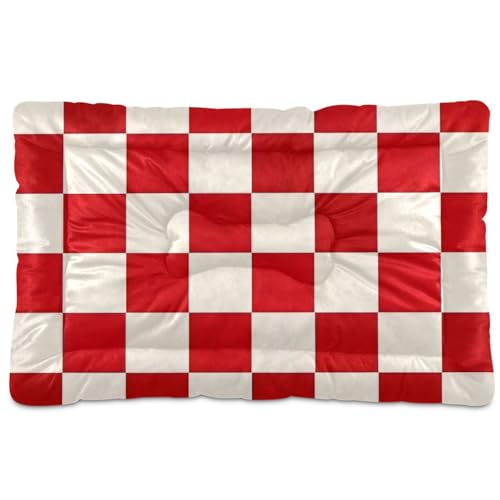 WDdZzyy Hundehütte, waschbar, weich, rutschfest, für mittelgroße und große Hunde, 91,4 x 61 cm, Rot und Weiß von WDdZzyy