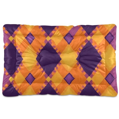WDdZzyy Hundehütte mit Argyle-Muster, waschbar, weich, bequem, rutschfeste Unterseite, für mittelgroße und große Hunde, 91,4 x 61 cm, Violett / Orange WDdZzyy Hundehütte mit Argyle-Muster, waschbar, weich, bequem, rutschfeste Unterseite, für mittelgroße und große Hunde, 91,4 x 61 cm, Violett / Orange von WDdZzyy