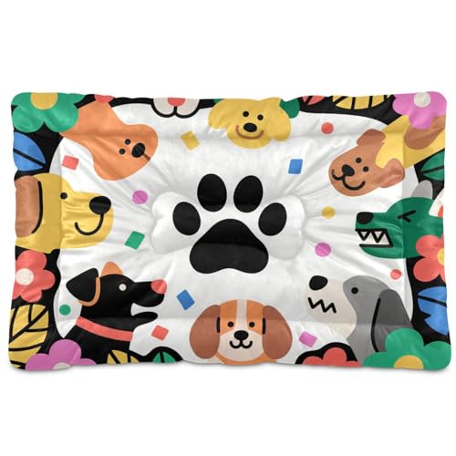 WDdZzyy Hundehütte mit Cartoon-Hundepfoten, waschbar, rutschfest, weich, bequem, für große, mittelgroße und kleine Hunde, 91,4 x 61 cm von WDdZzyy