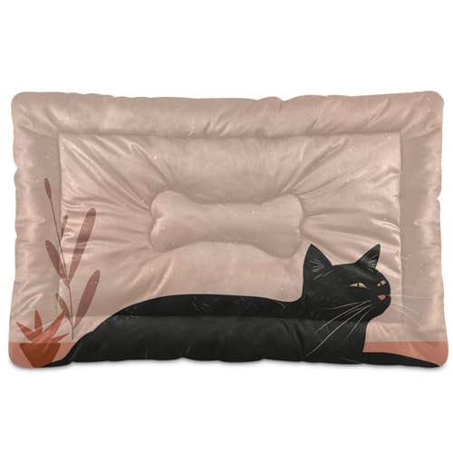 WDdZzyy Hundehütte mit Cartoon-Motiv, waschbar, weich, bequem, rutschfeste Unterseite, für mittelgroße und große Hunde, 91,4 x 61 cm, Schwarz von WDdZzyy