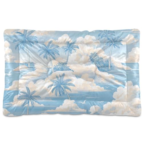WDdZzyy Hundehütte mit Cartoon-Strandmotiv, waschbar, weich, bequem, rutschfeste Unterseite, für mittelgroße und große Hunde, 91,4 x 61 cm, Silbergrau von WDdZzyy