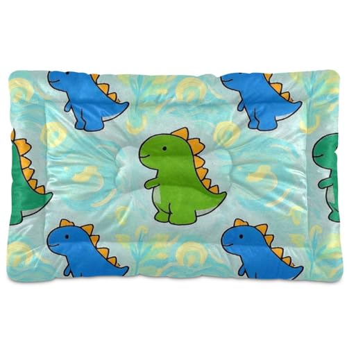 WDdZzyy Hundehütte mit Cartoon-Tier-Dinosaurier-Motiv, bunt, waschbar, weich, rutschfest, für mittelgroße und große Hunde, 91,4 x 61 cm von WDdZzyy