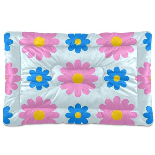 WDdZzyy Hundehütte mit Gänseblümchen-Blumenmuster, waschbar, weich, bequem, rutschfeste Unterseite, für große, mittelgroße und kleine Hunde, 91,4 x 61 cm von WDdZzyy