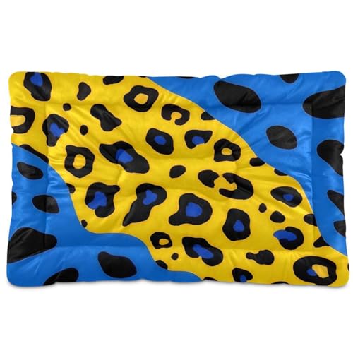 WDdZzyy Hundehütte mit Leopardenmuster, waschbar, weich, rutschfest, für große, mittelgroße und kleine Hunde, 91,4 x 61 cm, Gelb / Blau WDdZzyy Hundehütte mit Leopardenmuster, waschbar, weich, rutschfest, für große, mittelgroße und kleine Hunde, 91,4 x 61 cm, Gelb / Blau von WDdZzyy