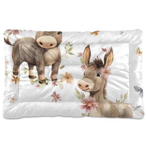 WDdZzyy Hundehütte mit niedlichem Esel, waschbar, weich, bequem, rutschfeste Unterseite, für mittelgroße und große Hunde, 91,4 x 61 cm, Weiß von WDdZzyy