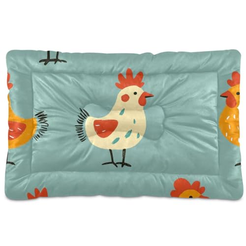 WDdZzyy Hundehütte mit niedlichem Huhnmotiv, waschbar, weich, bequem, rutschfeste Unterseite, für große, mittelgroße und kleine Hunde, 91,4 x 61 cm, Blau von WDdZzyy