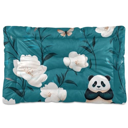 WDdZzyy Hundehütte mit niedlichem Panda-Motiv, waschbar, rutschfest, weich, bequem, für mittelgroße und große Hunde, 91,4 x 61 cm, Blaugrün von WDdZzyy