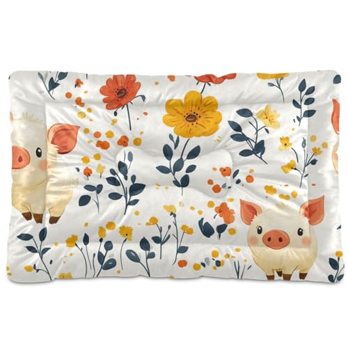 WDdZzyy Hundehütte mit weißem Blumenmuster, waschbar, weich, bequem, rutschfeste Unterseite, für große, mittelgroße und kleine Hunde, 91,4 x 61 cm von WDdZzyy