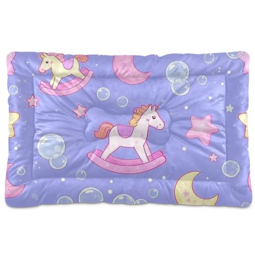 WDdZzyy Hundeschlafmatratze mit niedlichem Cartoon-Schaukelpferd, Stern, waschbar, weich, rutschfest, für mittelgroße und große Hunde, 91,4 x 61 cm, Lila von WDdZzyy