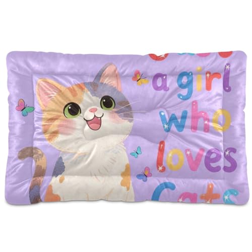 WDdZzyy Just A Girl Who Loves Cats Hundebett, waschbar, weich, rutschfest, für große, mittelgroße und kleine Hunde, 91,4 x 61 cm WDdZzyy Just A Girl Who Loves Cats Hundebett, waschbar, weich, rutschfest, für große, mittelgroße und kleine Hunde, 91,4 x 61 cm von WDdZzyy