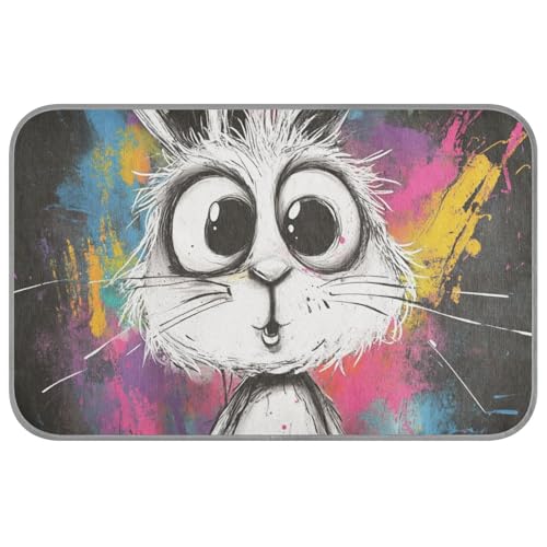 WDdZzyy Kühlkissen mit Cartoon-Kaninchen-Kunstgemälde, Sommerkatze, selbstkühlende Decke für Katzen für Kätzchen, draußen, niedlicher Manta Fria para Perros M von WDdZzyy