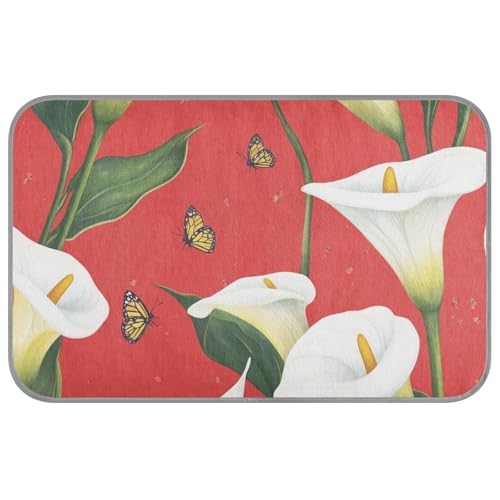 WDdZzyy Kühlmatte für Hunde, Motiv: Cartoon Calla Lilie, rote Blume, für den Sommer, selbstkühlend, 96,5 x 58,4 cm, Haustier-Kühlkissen für Kätzchen, Outdoor-Essentials, esterilla refrescante para von WDdZzyy