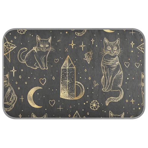 WDdZzyy Kühlmatte für Hunde, selbstkühlende Decken für den Innenbereich, für Hamster, gemütlich, schlafend, weich, Cama Fria para perro, Größe M, Schwarz und goldfarben von WDdZzyy