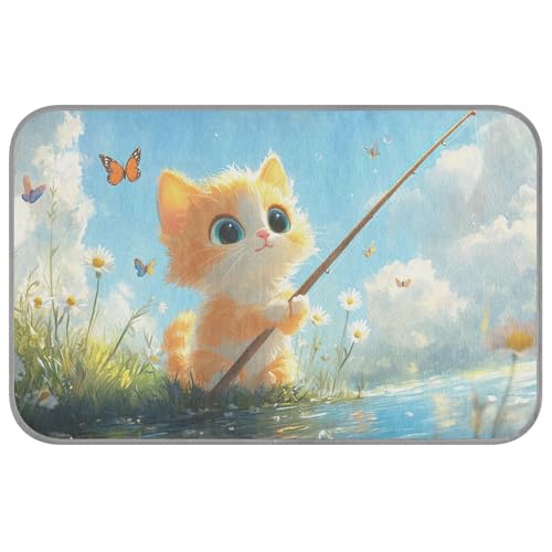 WDdZzyy Kühlmatte mit Cartoon-Tier-Angeln, selbstkühlende Katzenbetten für Outdoor-Katzen für Hühner, Outdoor, niedliches Cama-Refrescante Para, Perros, M von WDdZzyy