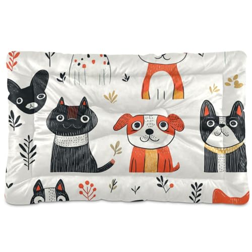 WDdZzyy Minimalistisches Hundebett, Cartoon-Motiv, waschbar, weich, bequem, rutschfeste Unterseite, für mittelgroße und große Hunde, 91,4 x 61 cm von WDdZzyy