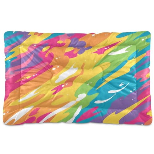WDdZzyy Rainbow Hundebett, bunt, geometrisch, waschbar, rutschfest, weich, bequem, für mittelgroße und große Hunde, 91,4 x 61 cm WDdZzyy Rainbow Hundebett, bunt, geometrisch, waschbar, rutschfest, weich, bequem, für mittelgroße und große Hunde, 91,4 x 61 cm von WDdZzyy