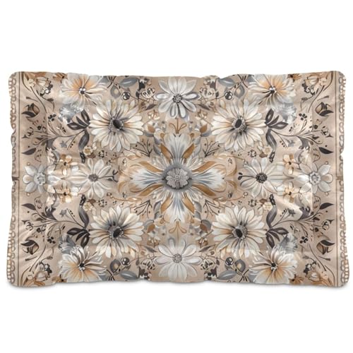 WDdZzyy Schlafmatratze für Hunde, Boho-Stil, Blumenmuster, Retro, waschbar, weich, rutschfest, für mittelgroße und große Hunde, 91,4 x 61 cm, Braun WDdZzyy Schlafmatratze für Hunde, Boho-Stil, Blumenmuster, Retro, waschbar, weich, rutschfest, für mittelgroße und große Hunde, 91,4 x 61 cm, Braun von WDdZzyy
