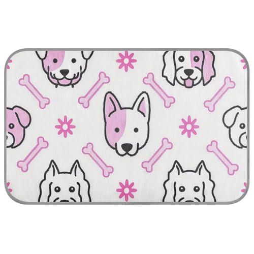 WDdZzyy Sommer-Kühlkissen mit Cartoon-Tierköpfen und Knochen, einfache Linie, für Hunde, selbstkühlende Matte für Katzen für Hunde, Outdoor, sichere Mantas frías para Perros M von WDdZzyy