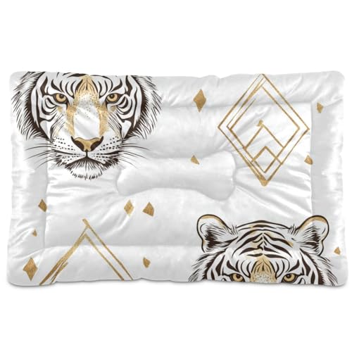 WDdZzyy Tigers Hundebett-Matte, waschbar, weich, bequem, rutschfeste Unterseite, für große, mittelgroße und kleine Hunde, 91,4 x 61 cm, Weißgold WDdZzyy Tigers Hundebett-Matte, waschbar, weich, bequem, rutschfeste Unterseite, für große, mittelgroße und kleine Hunde, 91,4 x 61 cm, Weißgold von WDdZzyy