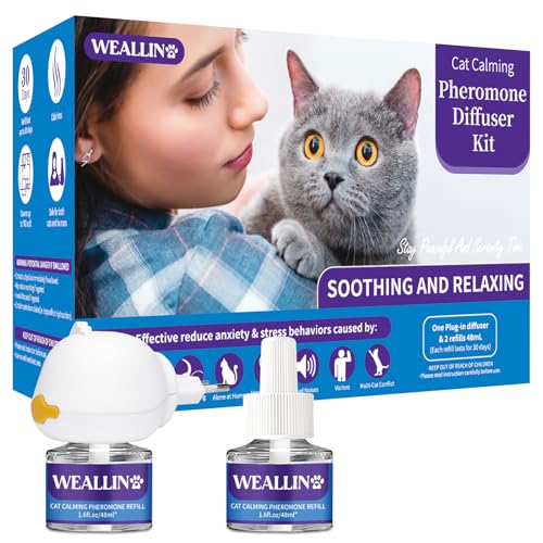 WEALLIN 3-in-1 Katzen-Pheromon-Diffusor zur Linderung von Angst und Stress – Beruhigungs-Diffusor-Set für Katzen mit 1 Diffusor + 2 Nachfüllflaschen à 48 ml – 60 Tage Komfort und Entspannung WEALLIN 3-in-1 Katzen-Pheromon-Diffusor zur Linderung von Angst und Stress – Beruhigungs-Diffusor-Set für Katzen mit 1 Diffusor + 2 Nachfüllflaschen à 48 ml – 60 Tage Komfort und Entspannung von WEALLIN
