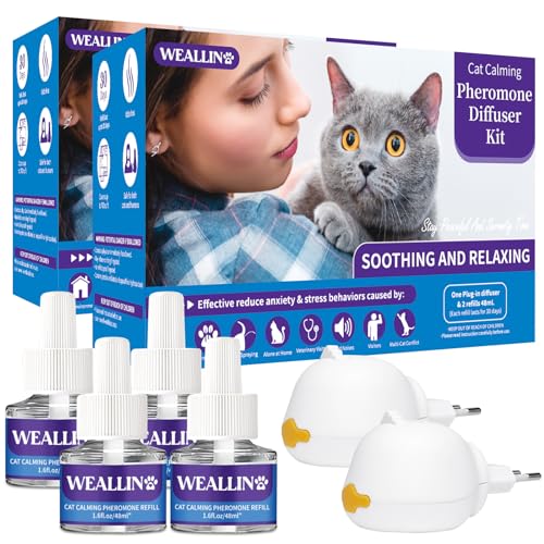 WEALLIN 6-in-1 Katzen-Pheromon-Diffusor zur Linderung von Angst und Stress – Beruhigungs-Diffusor-Set für Katzen mit 2 Diffusor + 4 Nachfüllflaschen à 48 ml – 120 Tage Komfort und Entspannung WEALLIN 6-in-1 Katzen-Pheromon-Diffusor zur Linderung von Angst und Stress – Beruhigungs-Diffusor-Set für Katzen mit 2 Diffusor + 4 Nachfüllflaschen à 48 ml – 120 Tage Komfort und Entspannung von WEALLIN