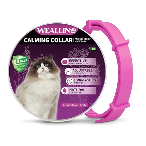 WEALLIN Katze Beruhigende Halsband, Anti-Angst-Pheromon Beruhigende Halsband Für Katzen, Sichere Und Wirksam, Einstellbare & Wasserdicht Beruhigende Katze Halsband(1er-Pack), Rosa von WEALLIN