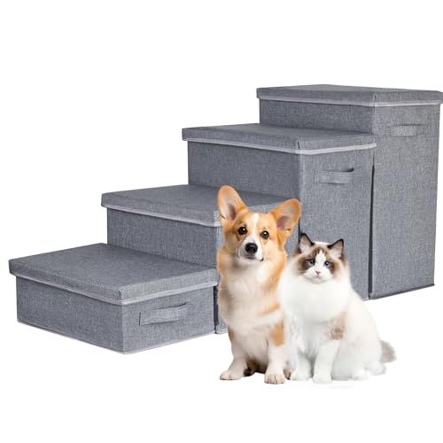 WEAVELYRICS Hundetreppe mit Stauraum, 4-stufige faltbare Haustiertreppe für kleine Hunde und Katzen, Haustiertreppe mit Reißverschluss, Haustiertreppe für Hochbett, Couch und Autorampe, bis zu 90 kg WEAVELYRICS Hundetreppe mit Stauraum, 4-stufige faltbare Haustiertreppe für kleine Hunde und Katzen, Haustiertreppe mit Reißverschluss, Haustiertreppe für Hochbett, Couch und Autorampe, bis zu 90 kg von WEAVELYRICS