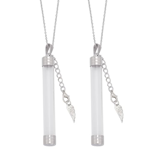WEBEEDY 2 Pack Tierurnenkette Für Asche Gedenkschmuck Mit Engelsflügel Anhänger Kremations Halskette Erinnerungsbehälter Aus Glas Für Tierhaare von Hunden Und Katzen von WEBEEDY