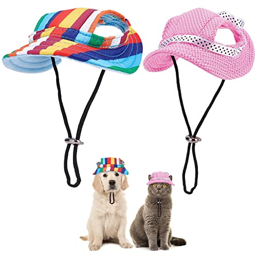 WEBEEDY 2 Stück Hunde-Sonnenhut Verstellbar Haustier Sonnenschutzhut mit Ohrlöchern Sommer Haustier Visier Mesh Poröse Sonne Kappe Baseballmütze für Haustiere für kleine Hunde, Welpen, Katzen WEBEEDY 2 Stück Hunde-Sonnenhut Verstellbar Haustier Sonnenschutzhut mit Ohrlöchern Sommer Haustier Visier Mesh Poröse Sonne Kappe Baseballmütze für Haustiere für kleine Hunde, Welpen, Katzen von WEBEEDY