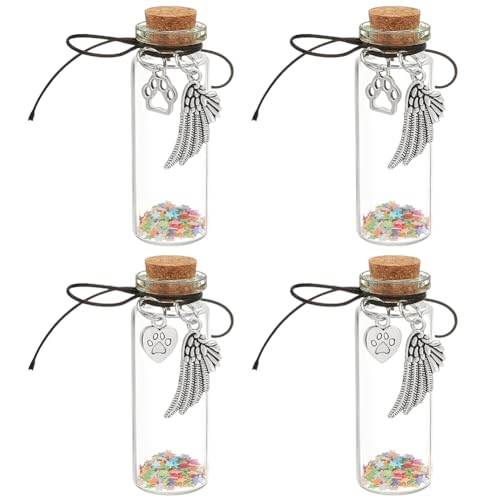 WEBEEDY 4 Stück Glas-Erinnerungsflasche für Tierhaare Hunde & Katzen Fell Gedenkglas Andenken Mit Silberanhänger Hunde Katze Gedenkurnen Kleine Glasgläser Geschenk Für Haustierbesitzer WEBEEDY 4 Stück Glas-Erinnerungsflasche für Tierhaare Hunde & Katzen Fell Gedenkglas Andenken Mit Silberanhänger Hunde Katze Gedenkurnen Kleine Glasgläser Geschenk Für Haustierbesitzer von WEBEEDY