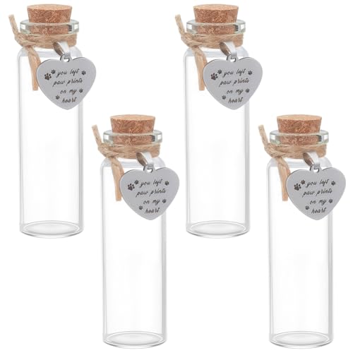 WEBEEDY 4 Stück Haustierhaar Gedenkflaschen Glasfläschchen Mit Korken Für Asche Oder Haar Mini Transparentes Erinnerungsfläschchen Mit Herzanhänger Erinnerungen Beileids Geschenk WEBEEDY 4 Stück Haustierhaar Gedenkflaschen Glasfläschchen Mit Korken Für Asche Oder Haar Mini Transparentes Erinnerungsfläschchen Mit Herzanhänger Erinnerungen Beileids Geschenk von WEBEEDY
