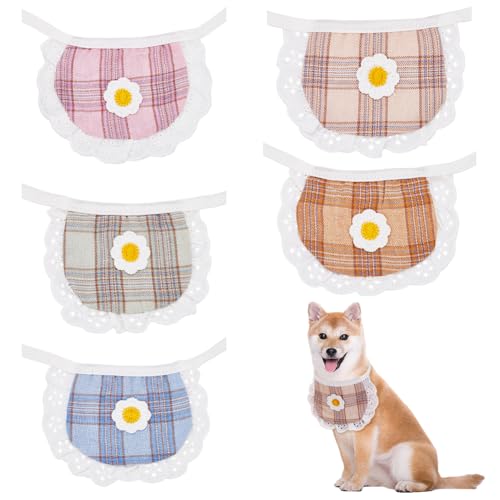 WEBEEDY 5 Farben Niedliche Haustier Bandanas für Kleine Hunde und Katzen,Buntes kariertes Print Haustier Halstuch Einstellbare Hund Spitze Bandana Waschbar Täglich Taschentuch für Welpe Party Bandanas WEBEEDY 5 Farben Niedliche Haustier Bandanas für Kleine Hunde und Katzen,Buntes kariertes Print Haustier Halstuch Einstellbare Hund Spitze Bandana Waschbar Täglich Taschentuch für Welpe Party Bandanas von WEBEEDY